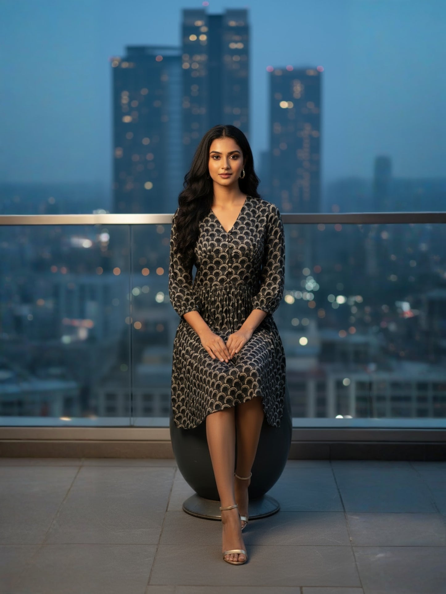 Black Pleated Short Dress