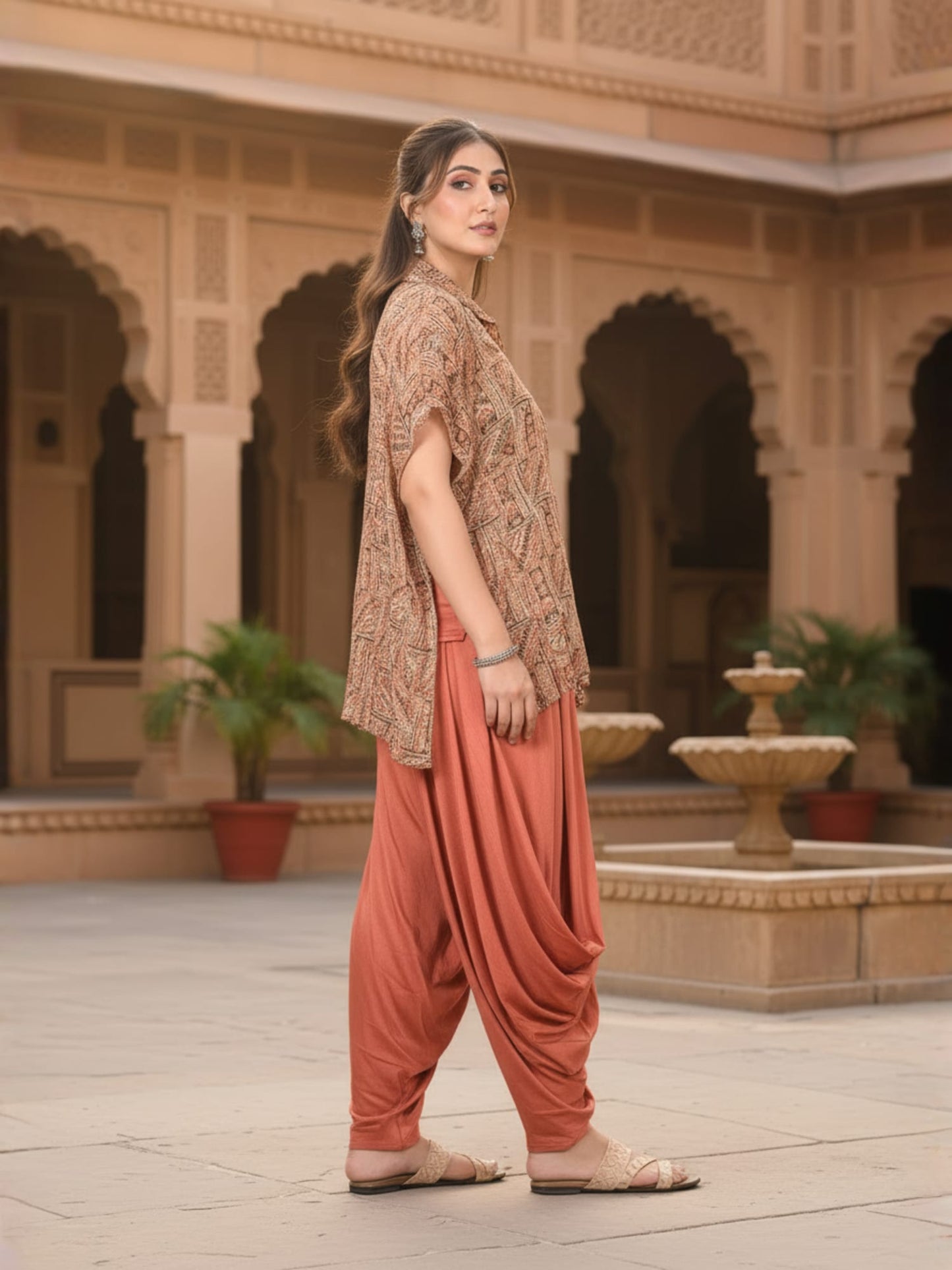 Rust Draped Dhoti