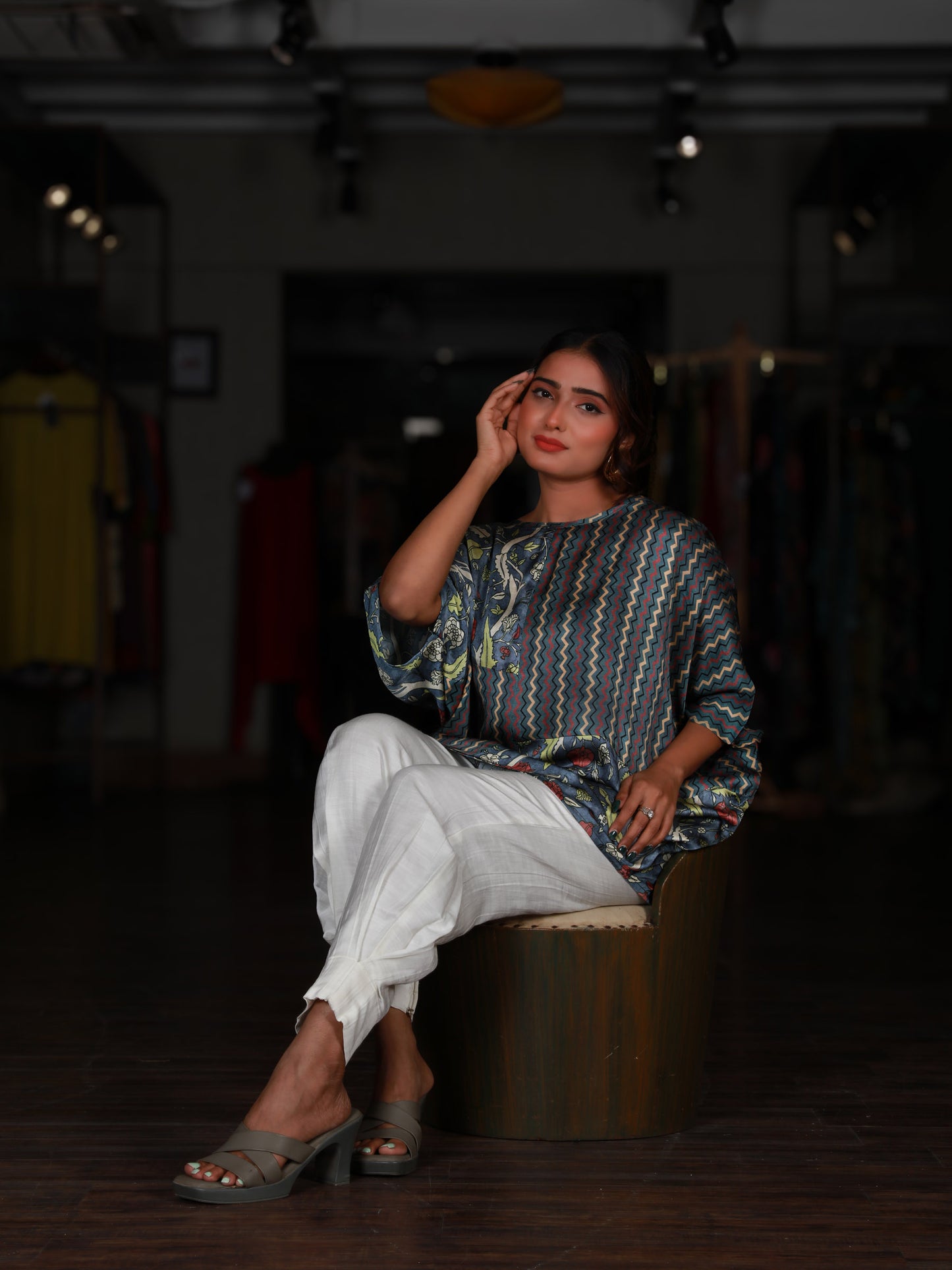 Multi-print Kaftan-style Top