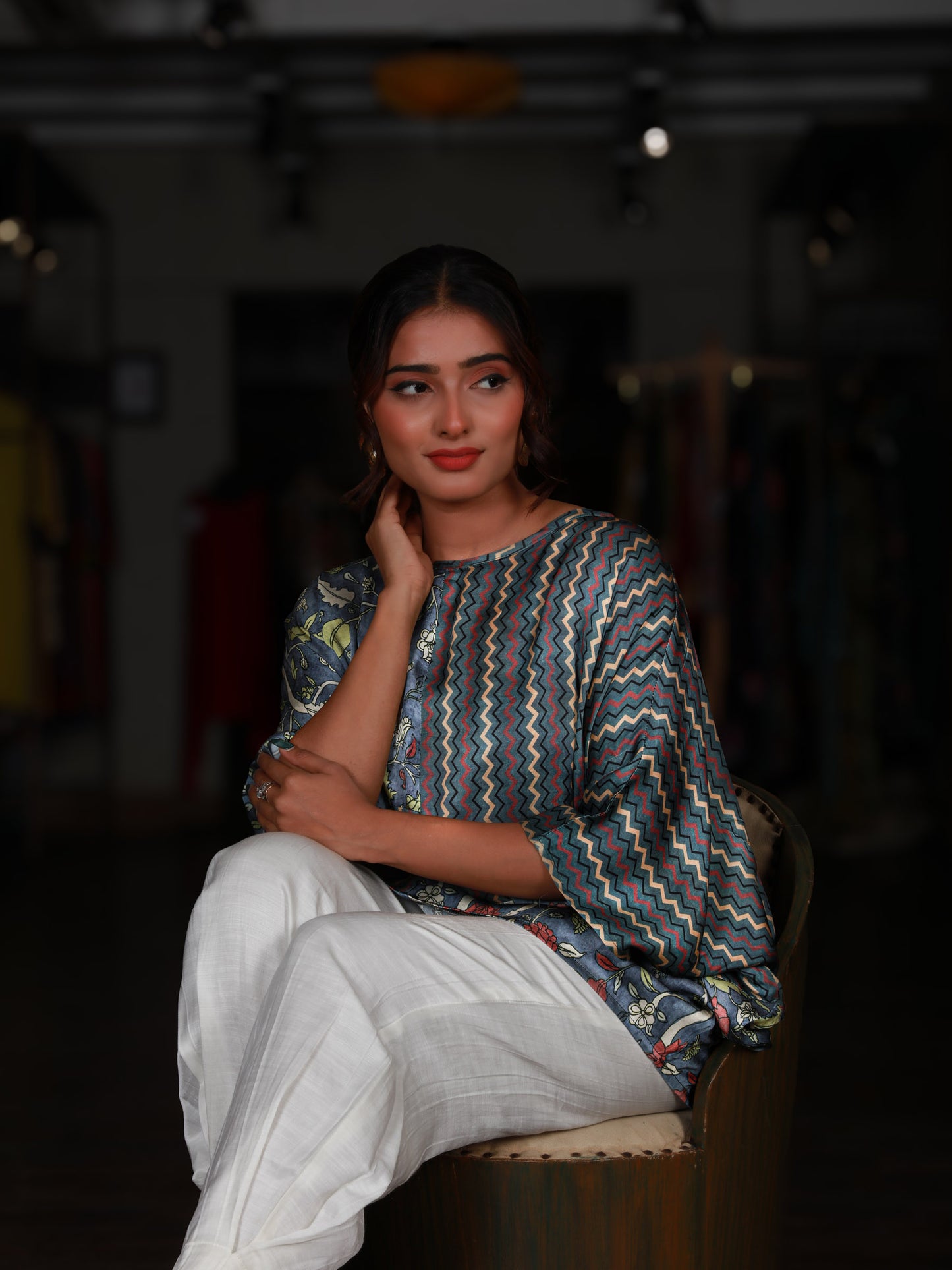 Multi-print Kaftan-style Top