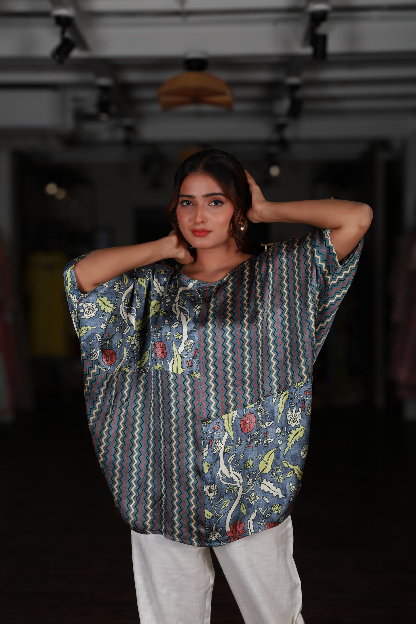 Multi-print Kaftan-style Top