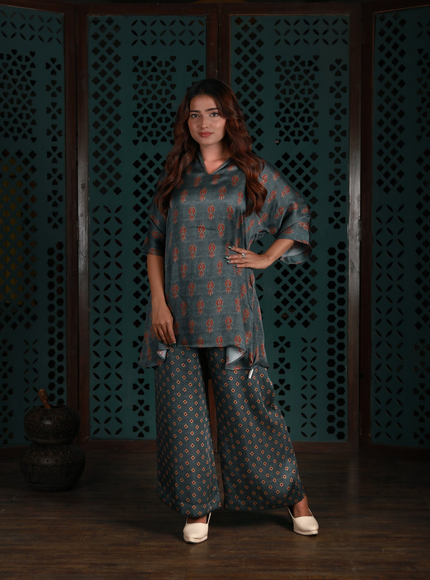 Muted Grey Printed Co-Ord Set