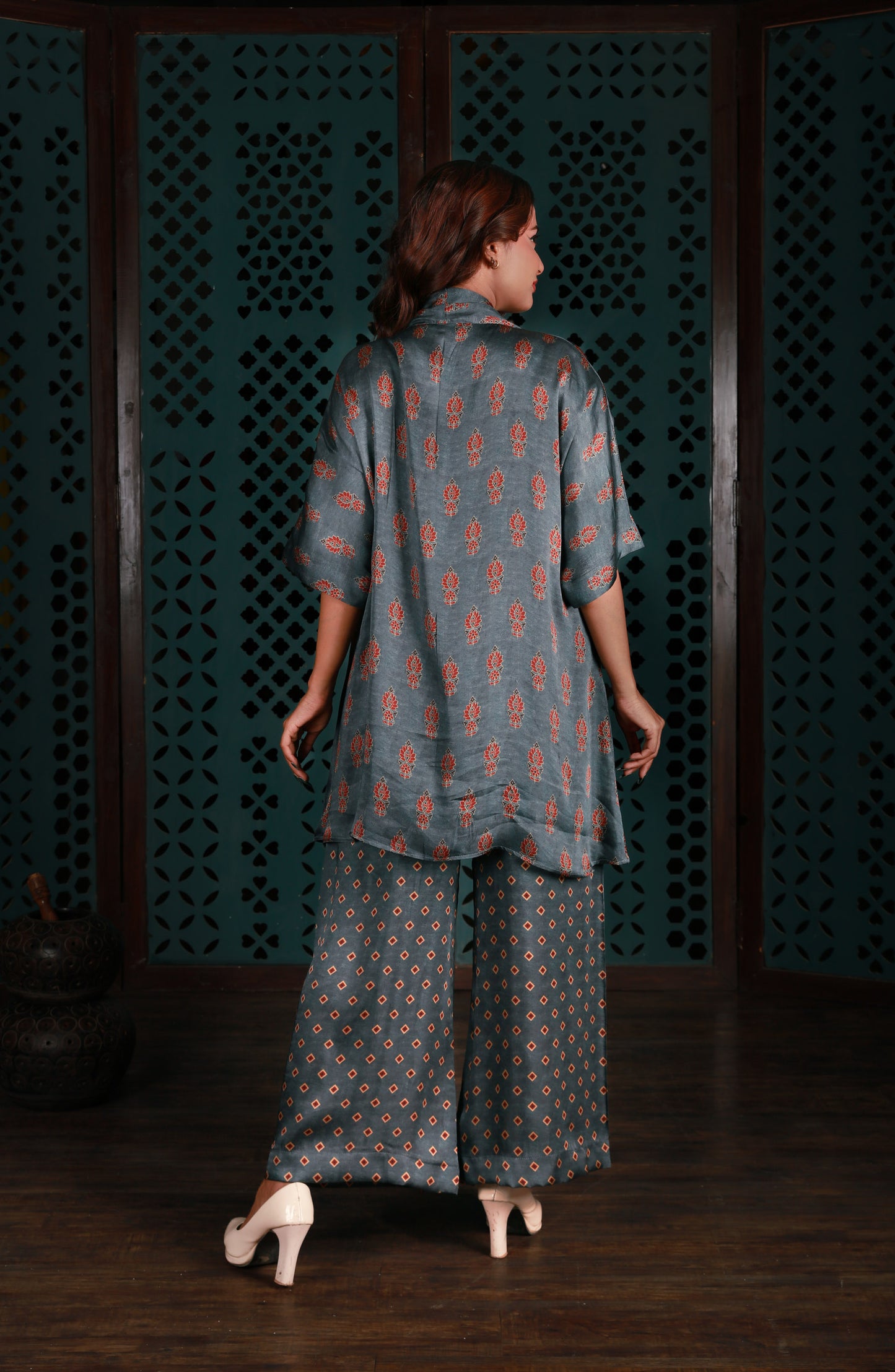 Muted Grey Printed Co-Ord Set