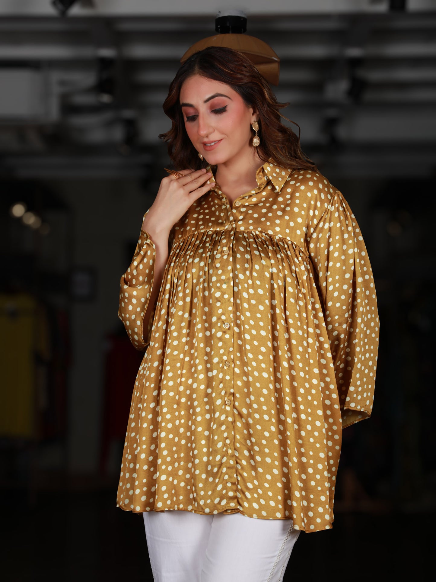 Plited Polka Dot Shirt