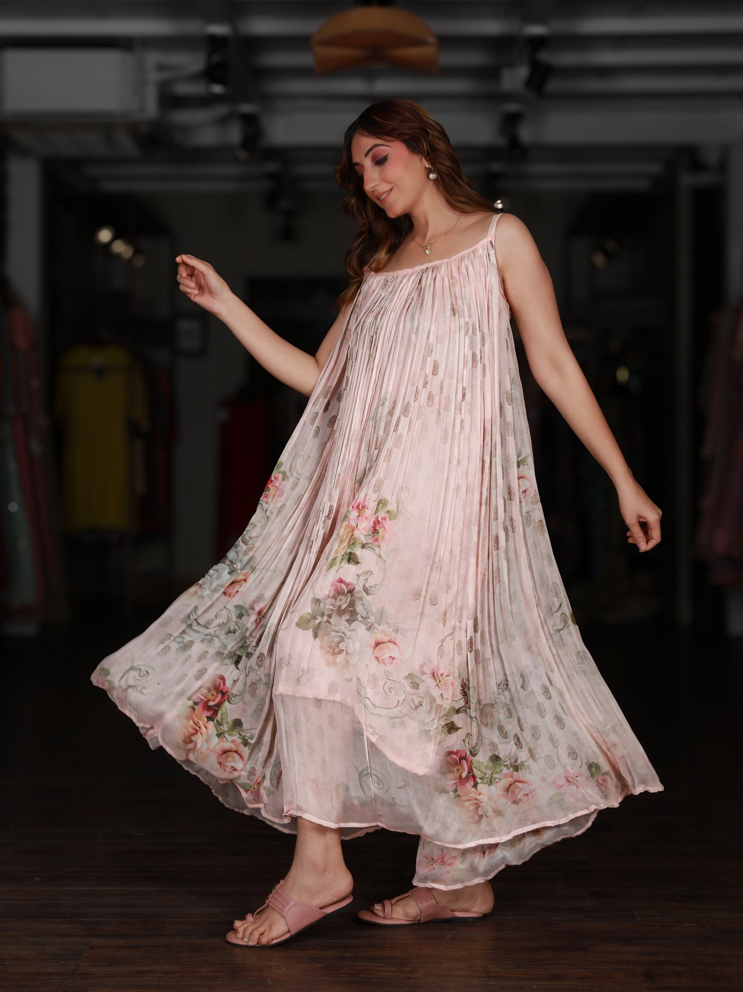 Blush Pink Flowy Maxi Dress