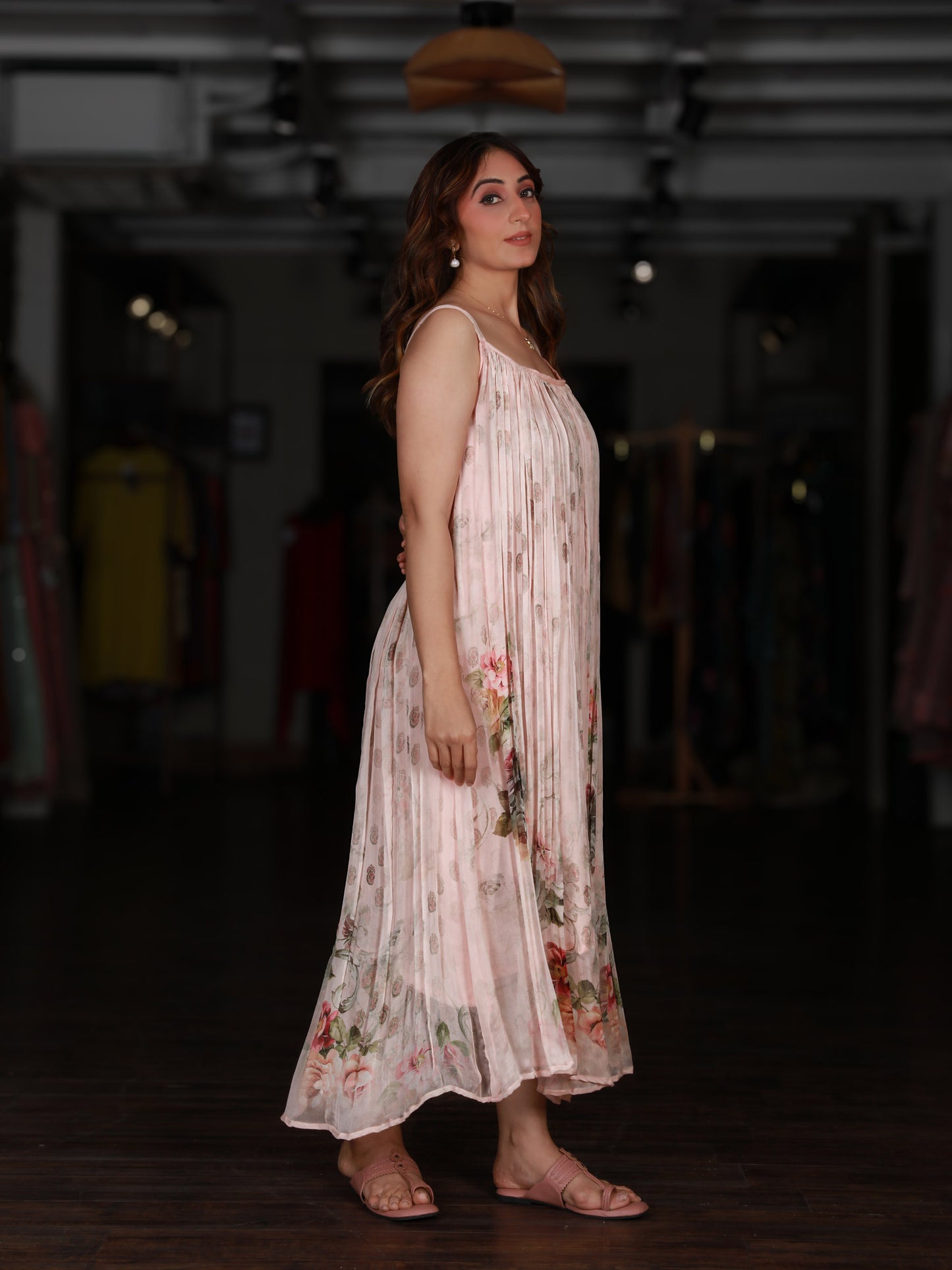 Blush Pink Flowy Maxi Dress