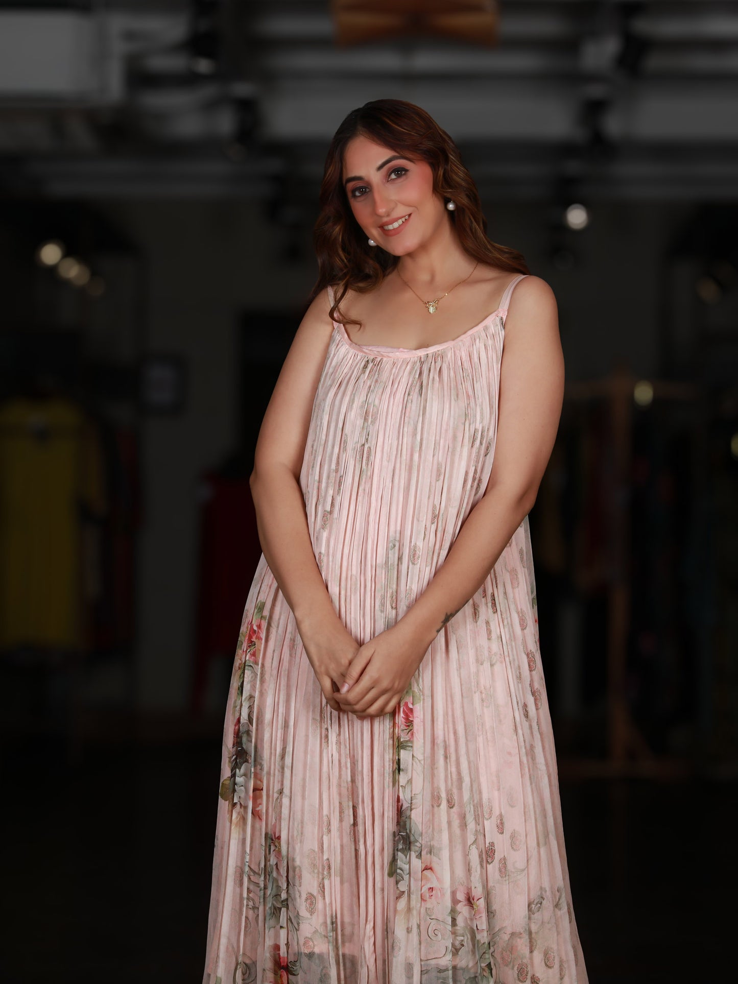 Blush Pink Flowy Maxi Dress