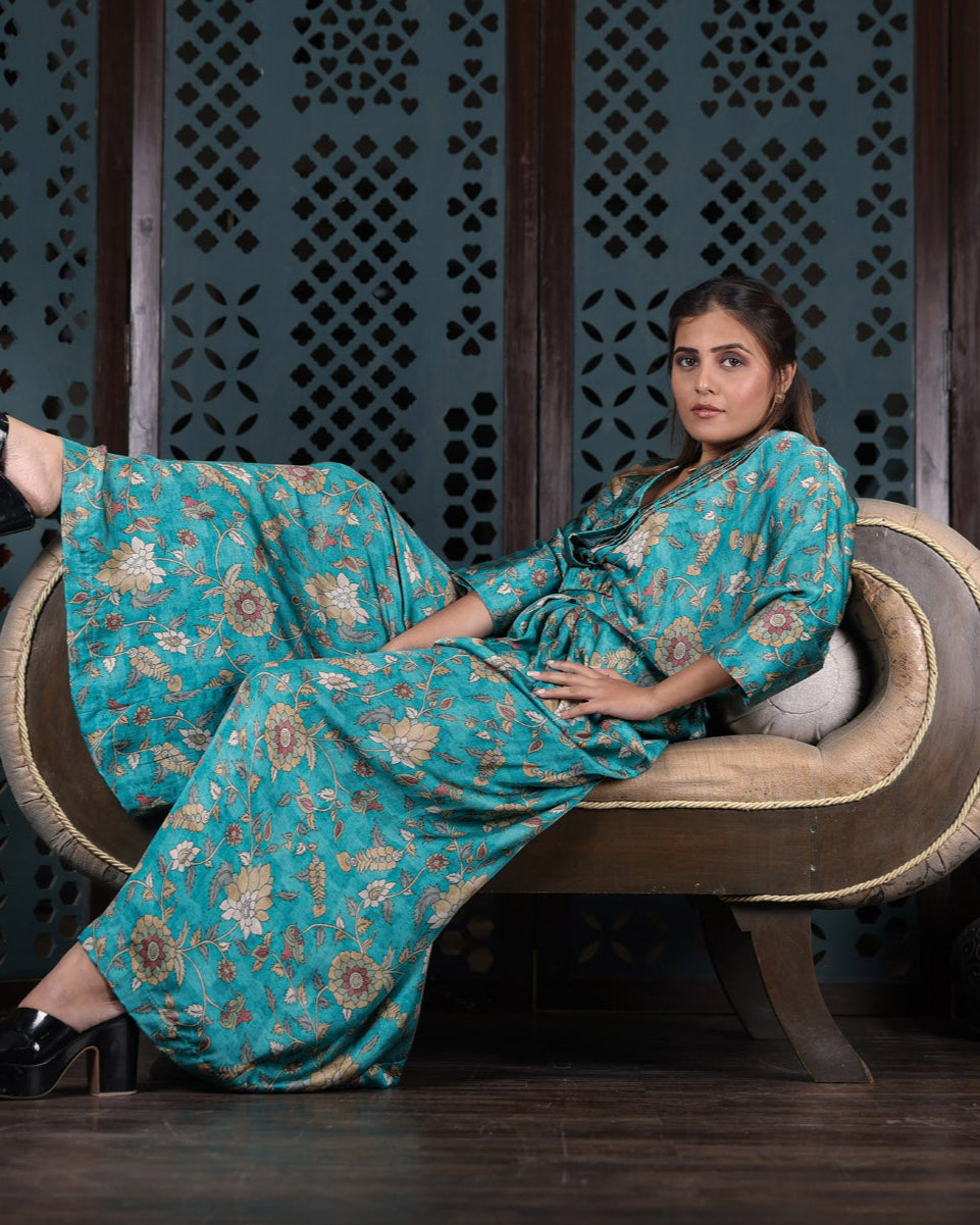 Turquoise Floral Co-ord Set