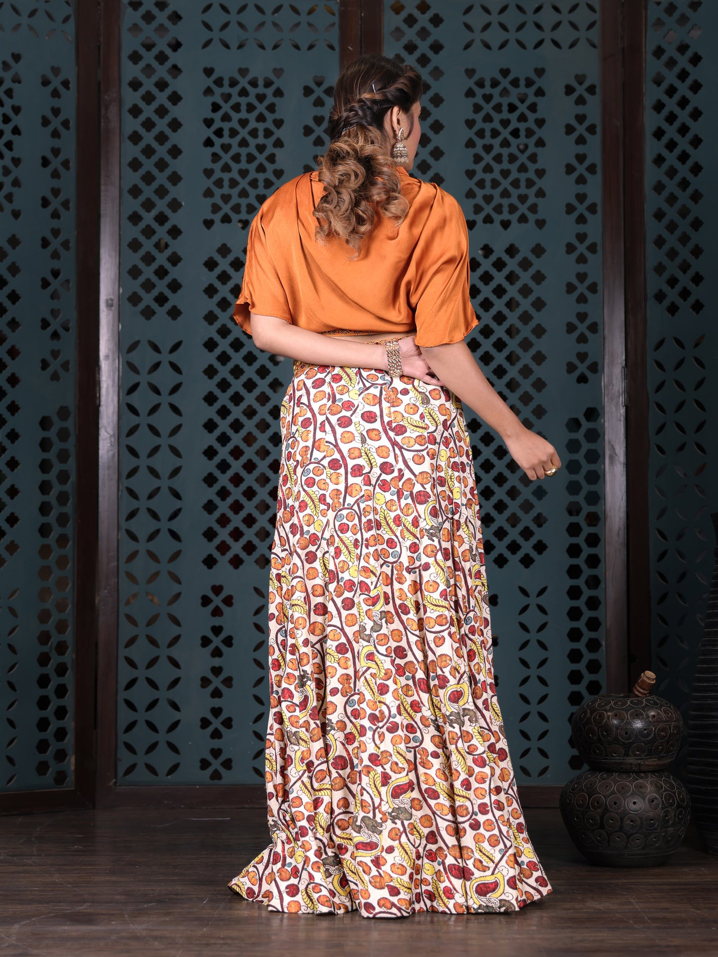 White Multicolor Printed Flared Skirt
