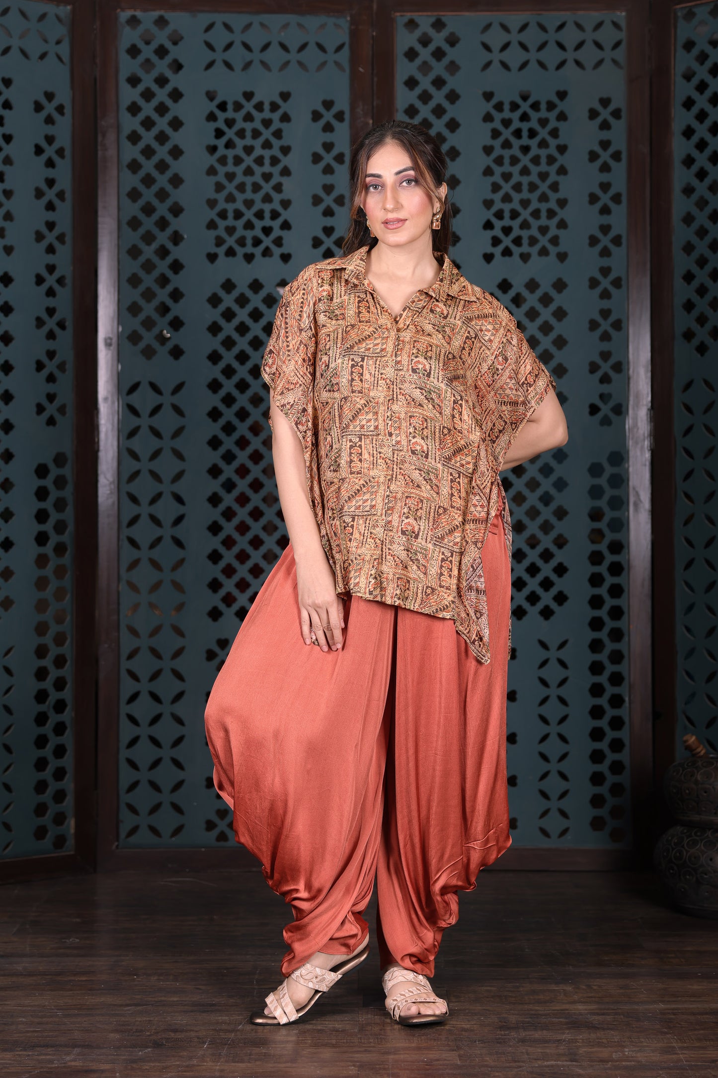 Rust Draped Dhoti
