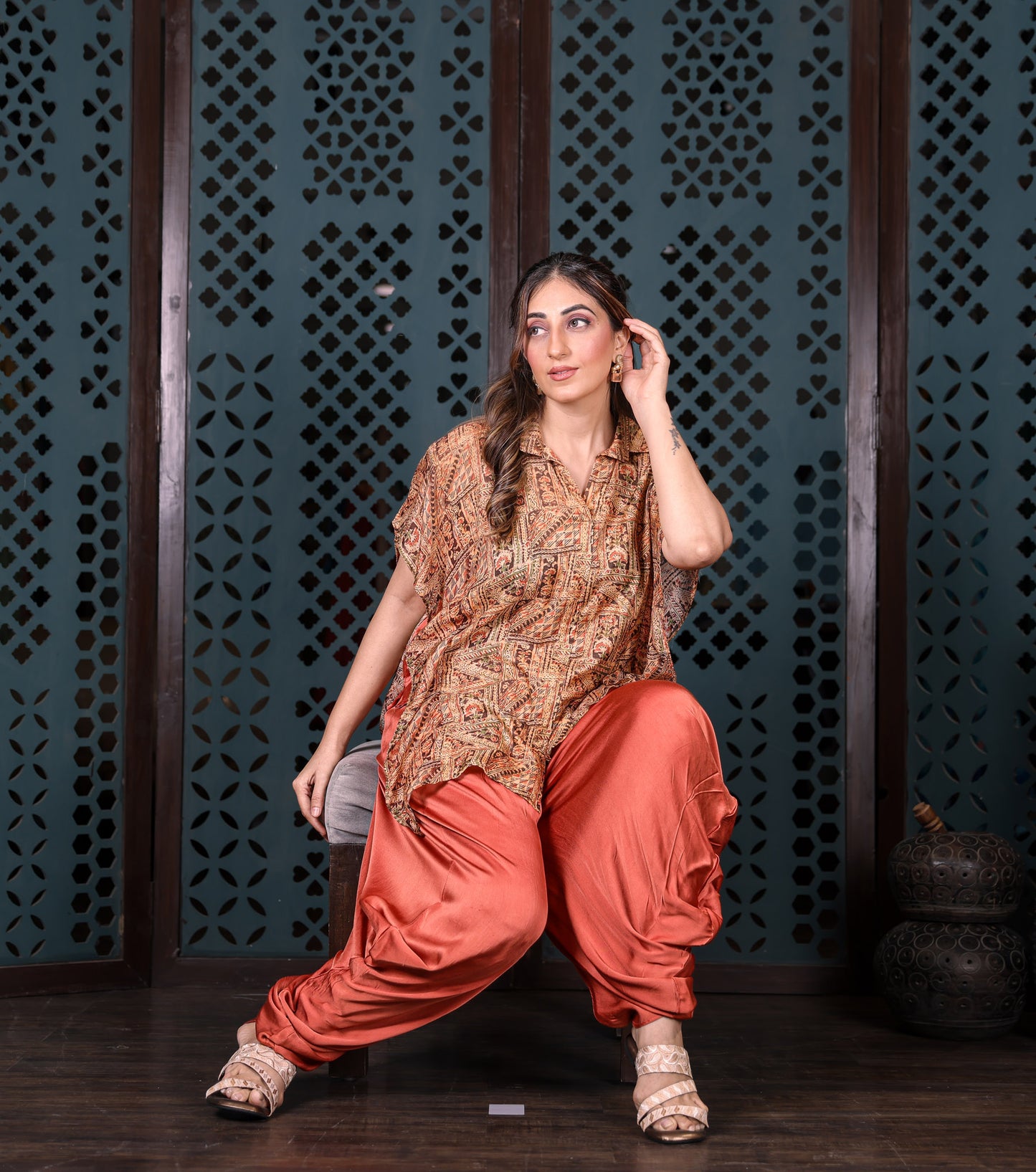 Rust Draped Dhoti