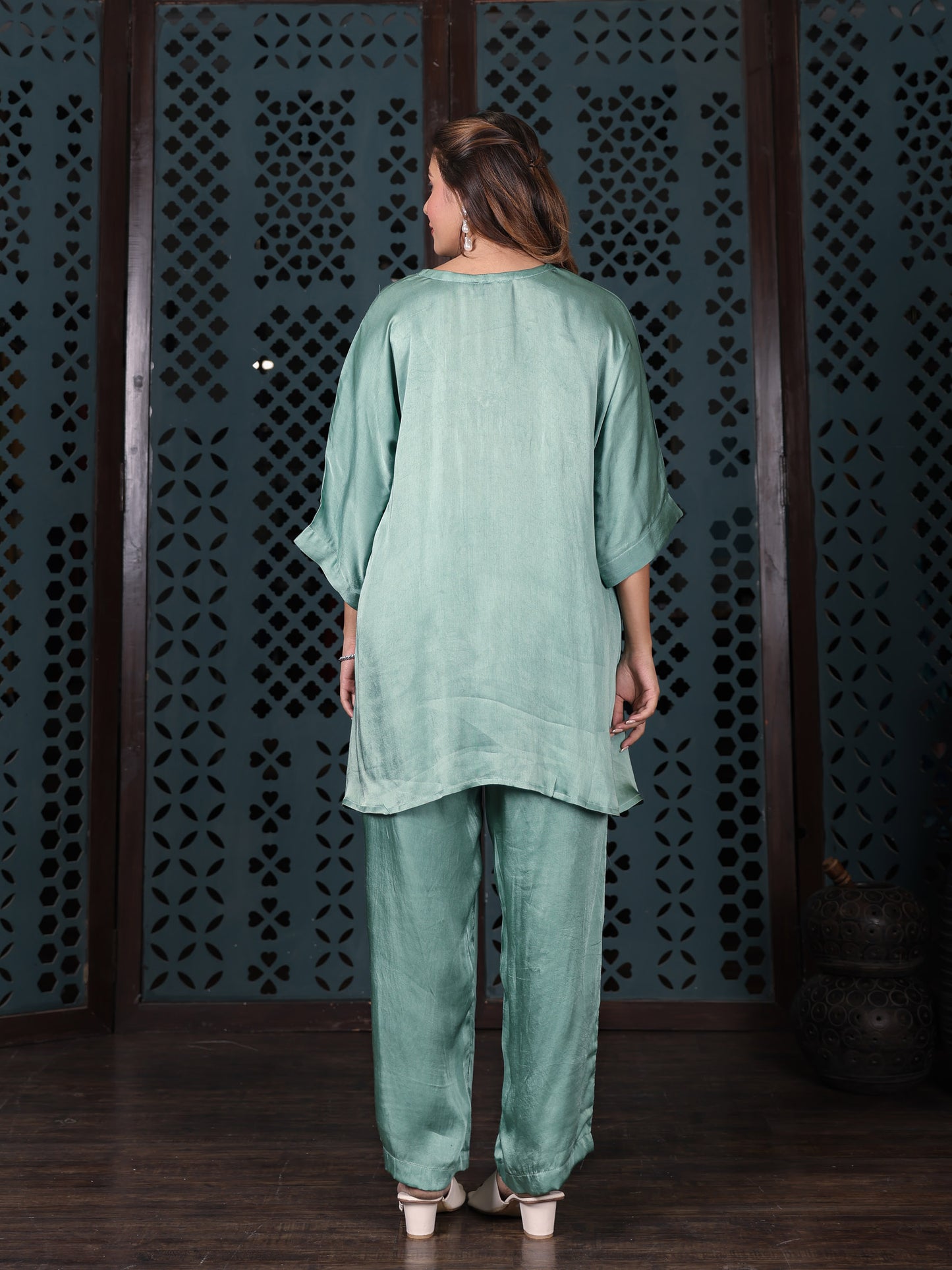 Mint Green Satin Co-ord Set