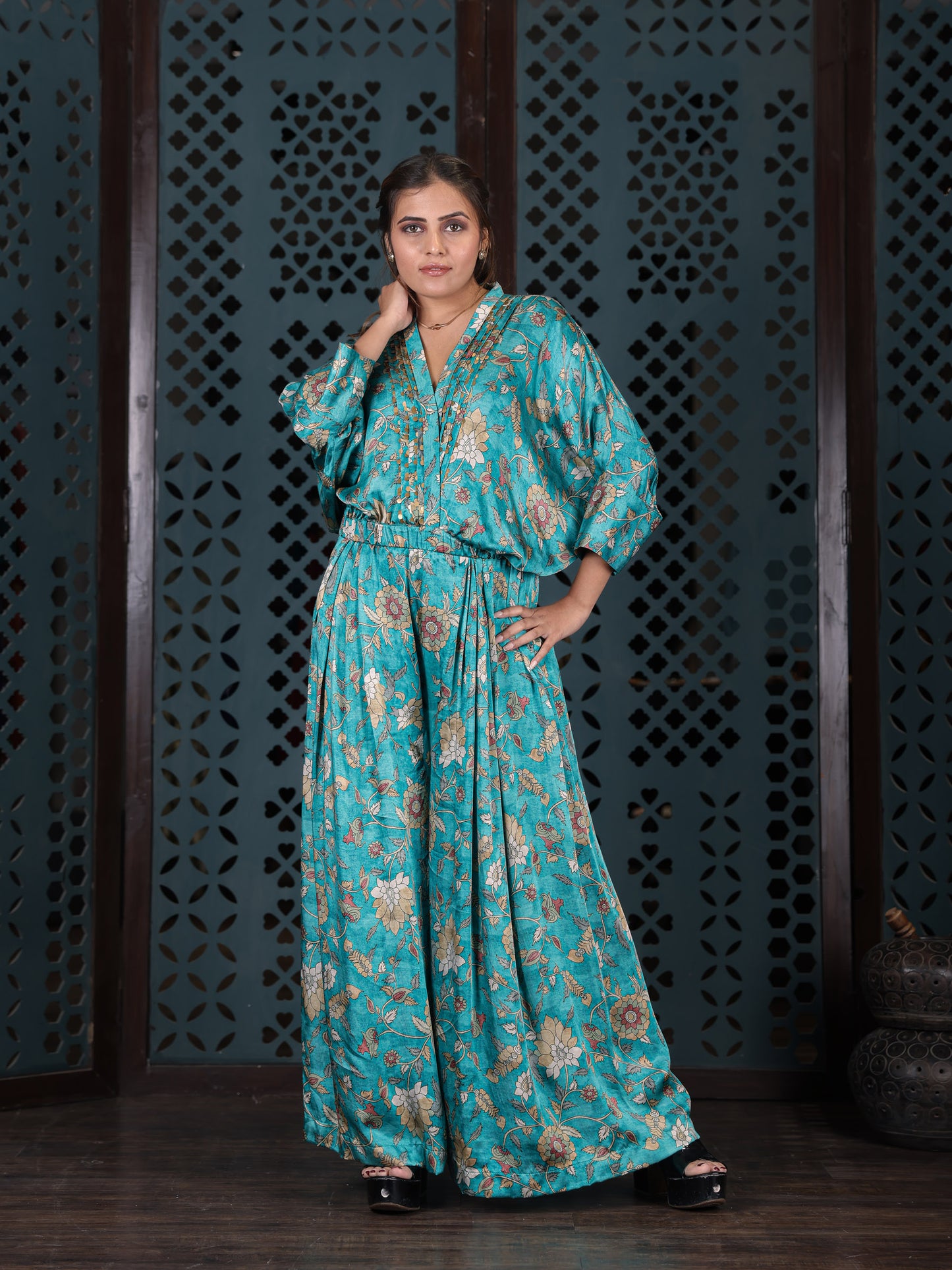 Turquoise Floral Co-ord Set