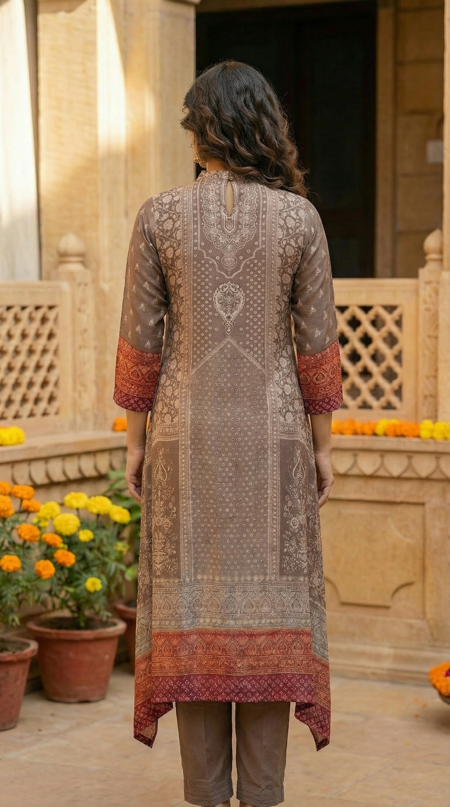 Vibrant A-Line Textured Kurta Set