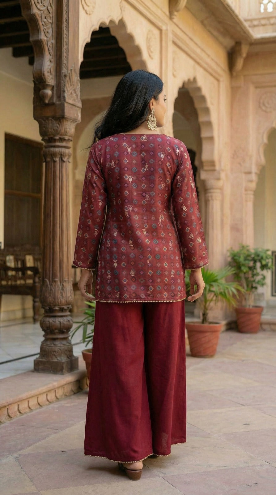 Paired With Flowing Matching Palazzo Pants