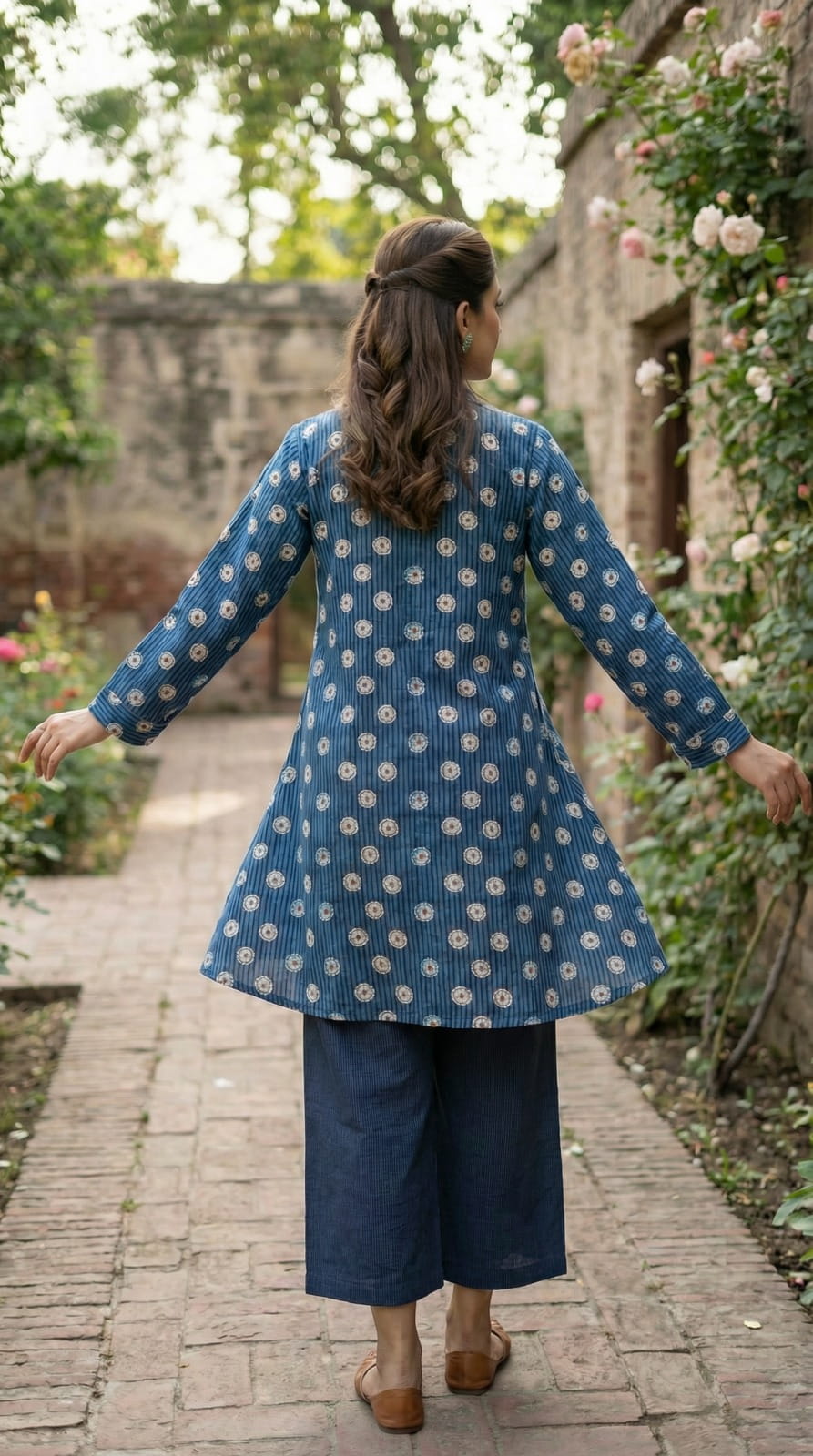 Pure Linen Silk Kurta Set - Blue