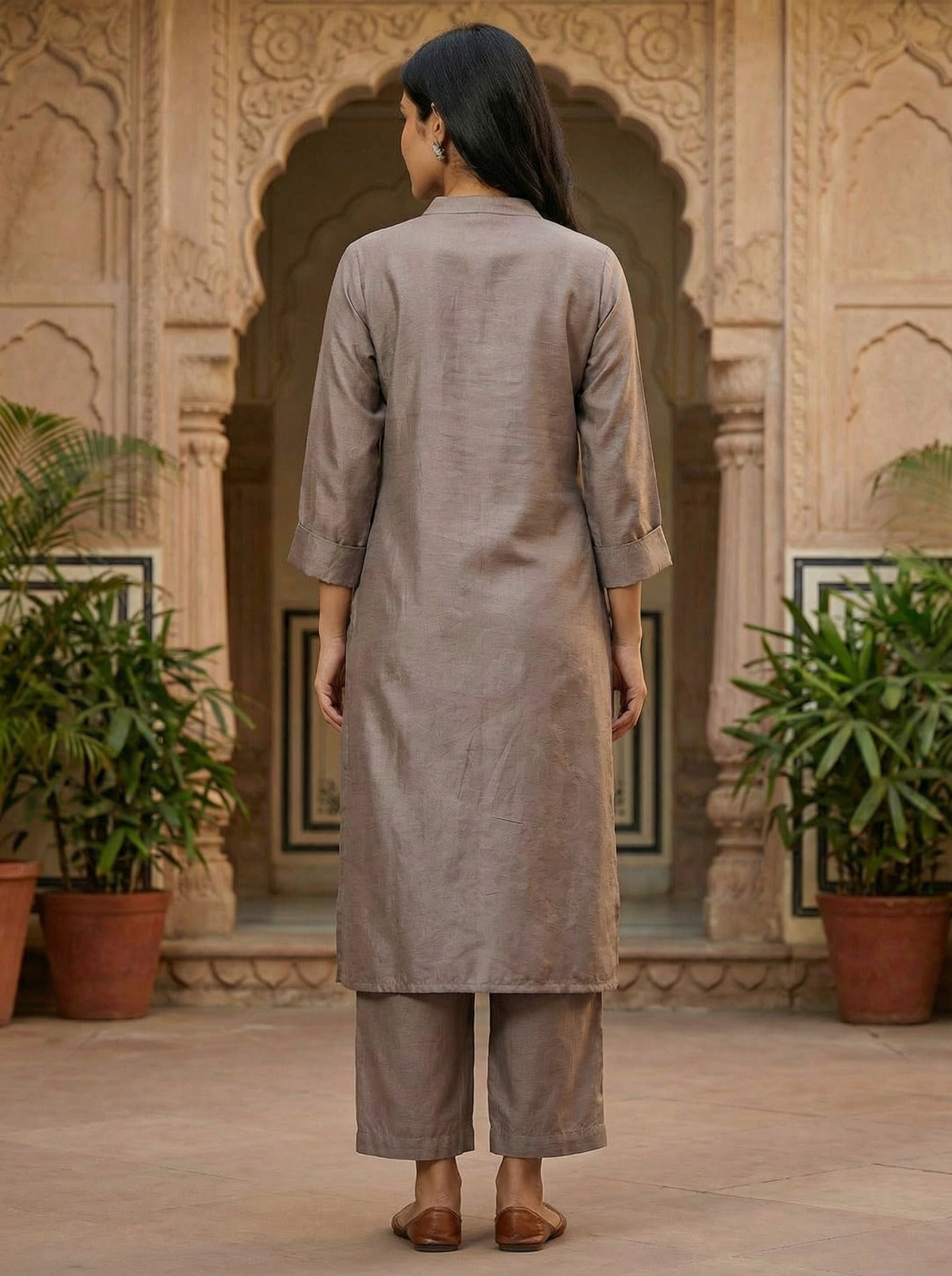 Dola Silk Kurta Set - Metallic