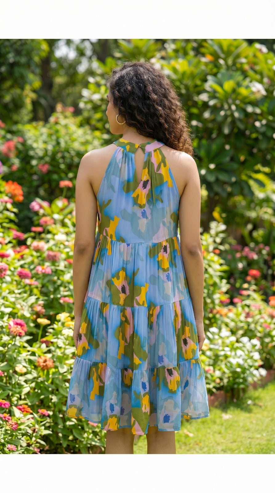 Halter Neck Mini Dress - Blue