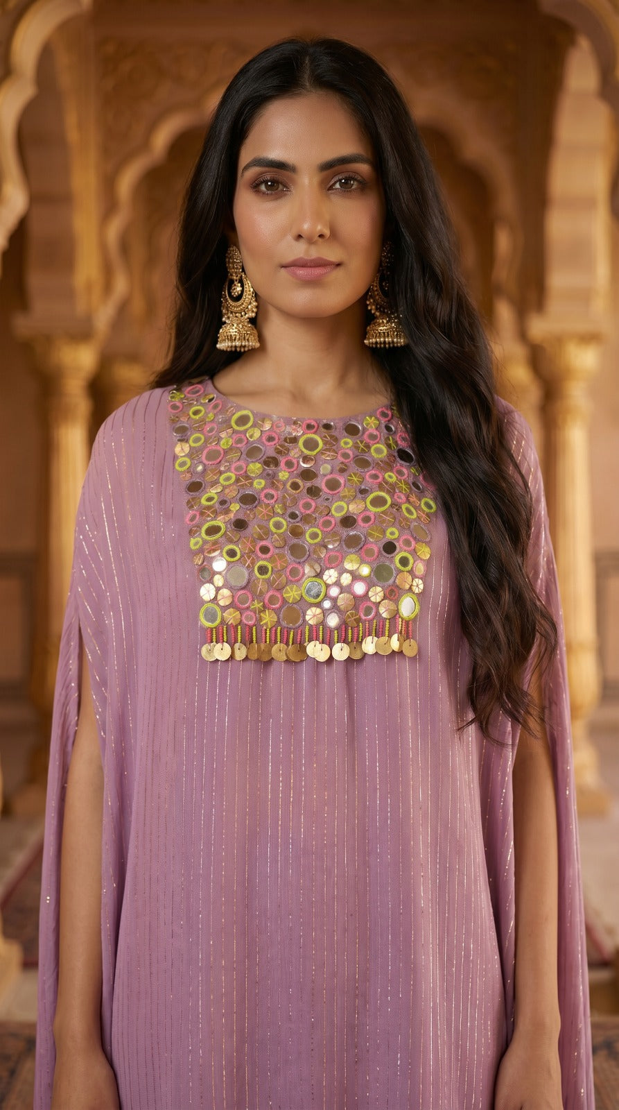 Blush Rose One-Shoulder Drape Palazzo Set