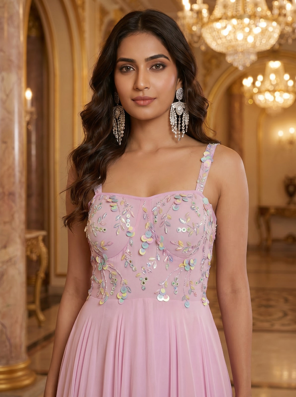 Rose Mist Embroidered Gown