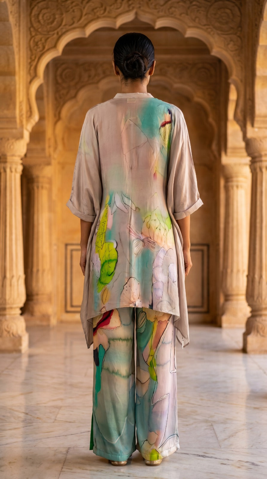 Pastel Watercolour Crepe Silk Co-Ord Set