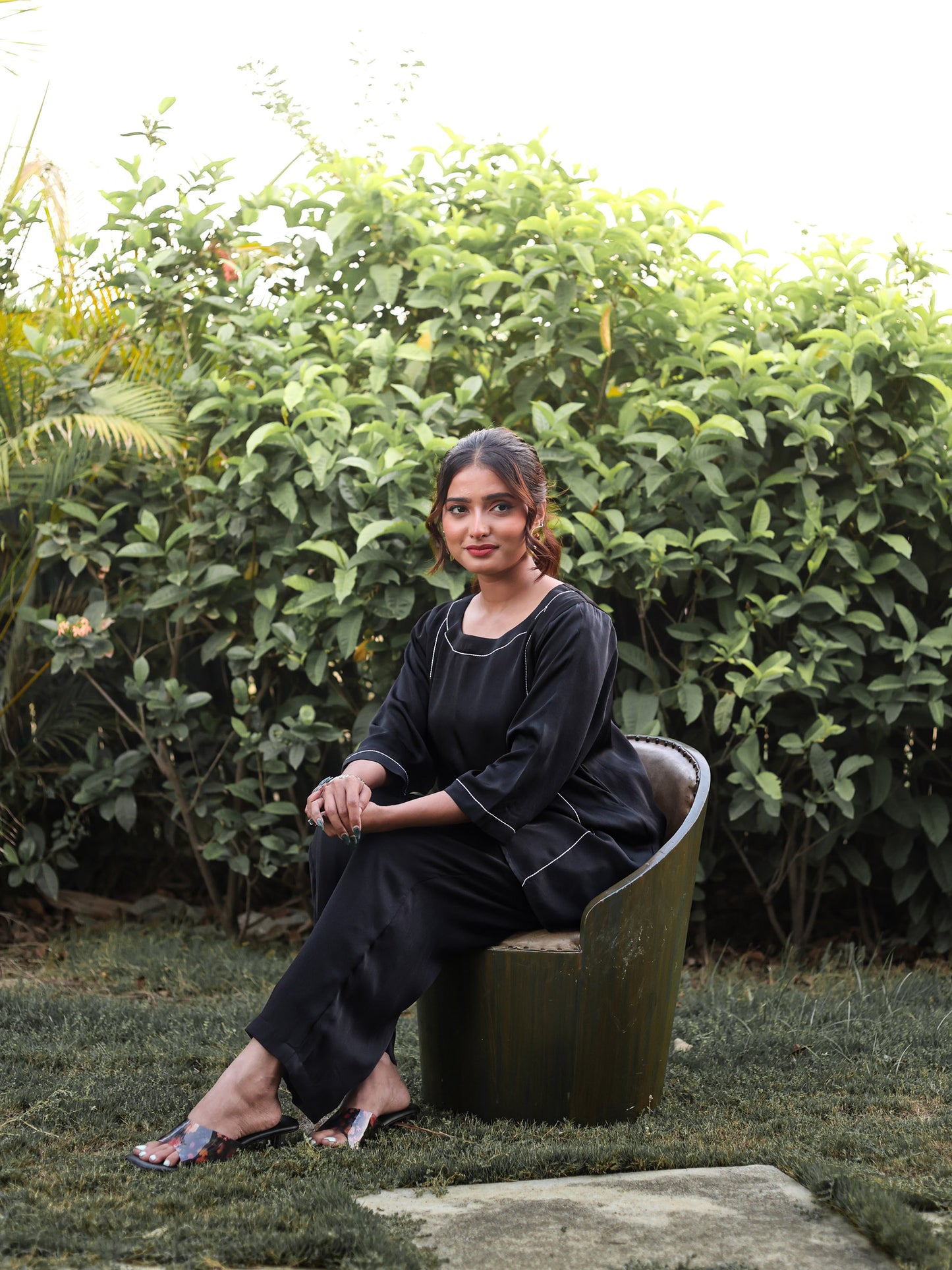 Black Modal Satin Co-ord Set