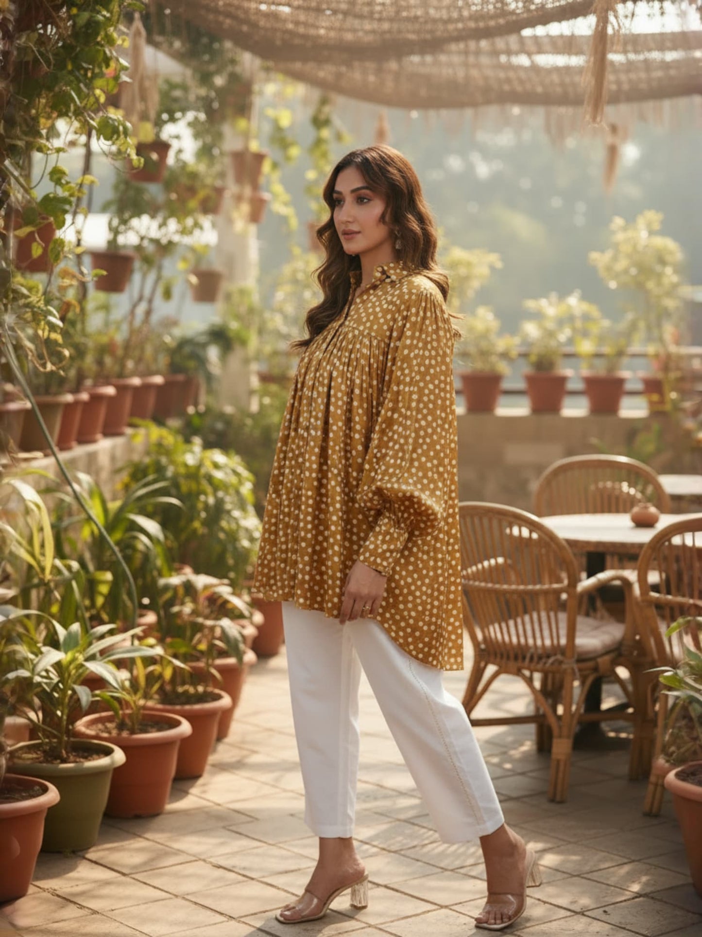 Plited Polka Dot Shirt