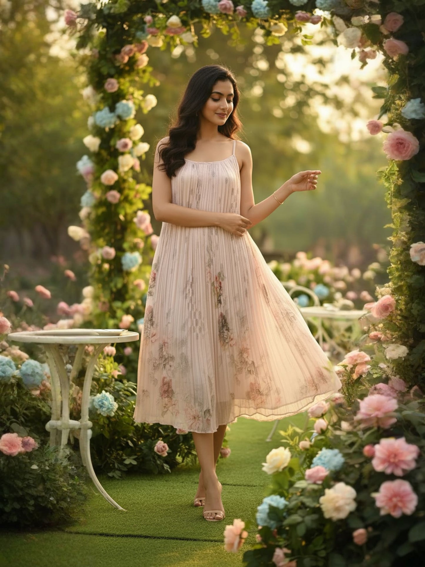 Blush Pink Flowy Maxi Dress