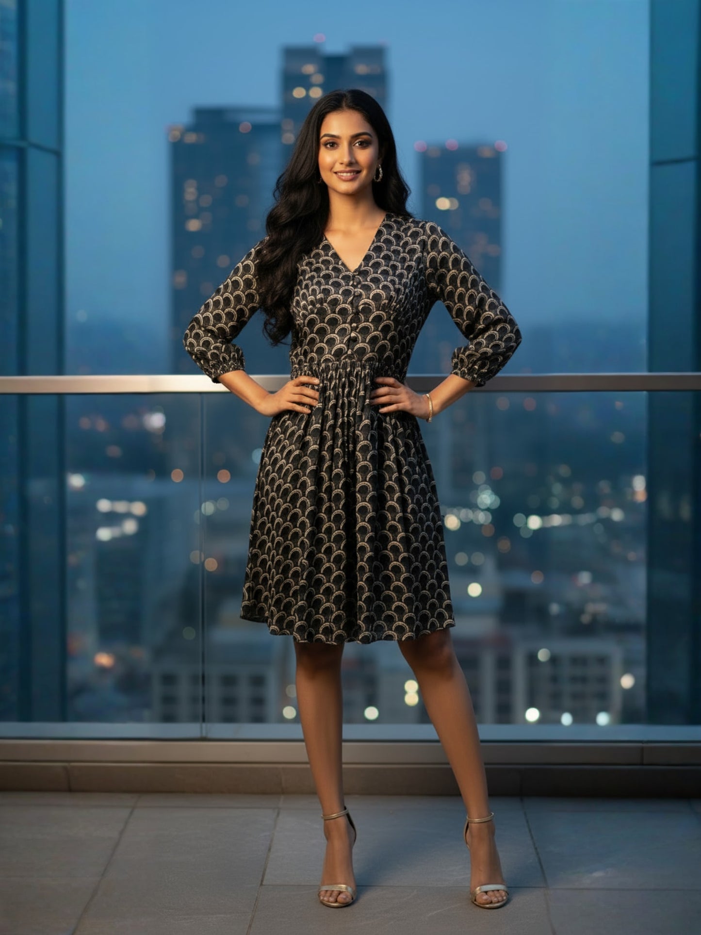 Black Pleated Short Dress