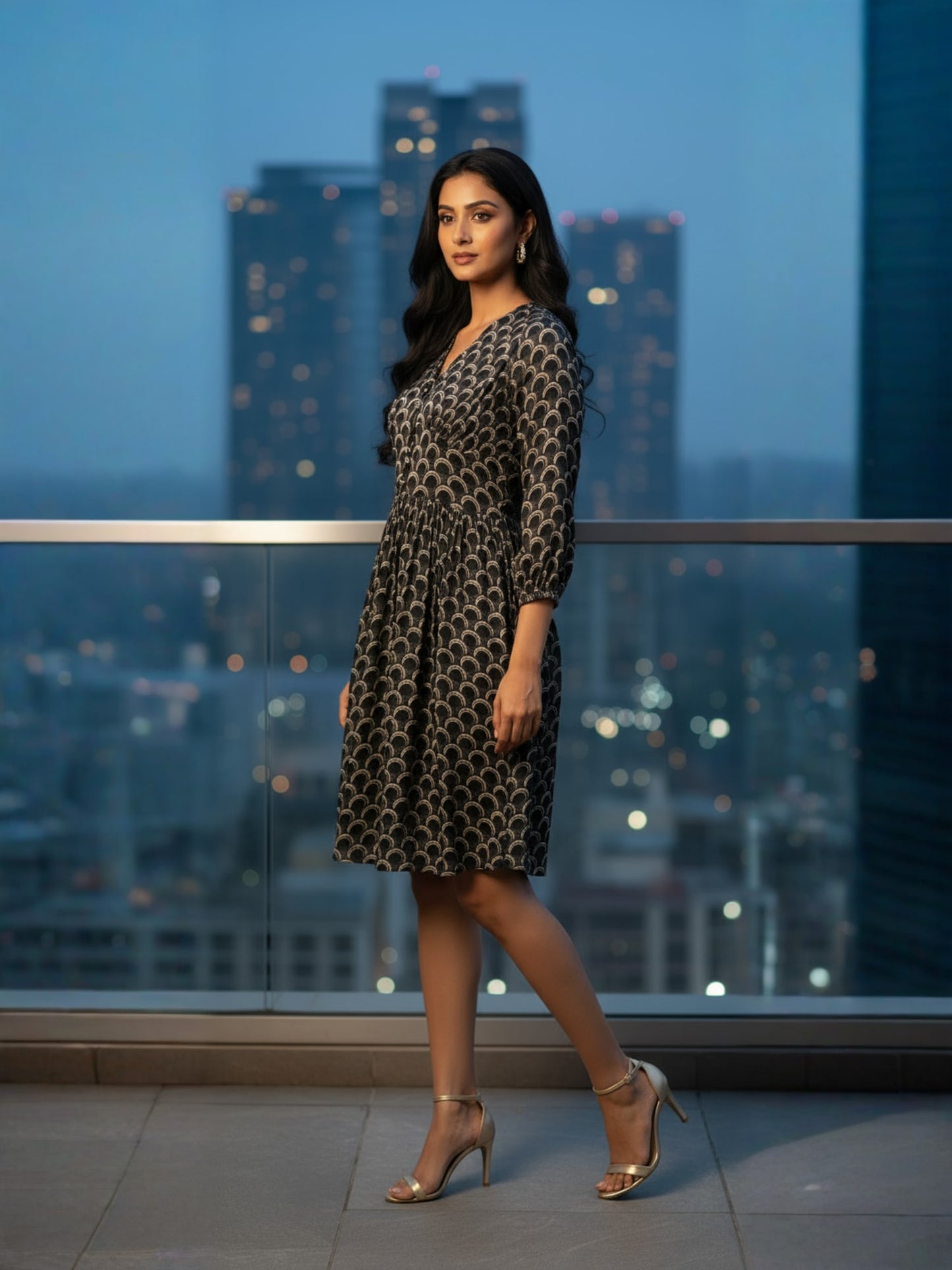 Black Pleated Short Dress