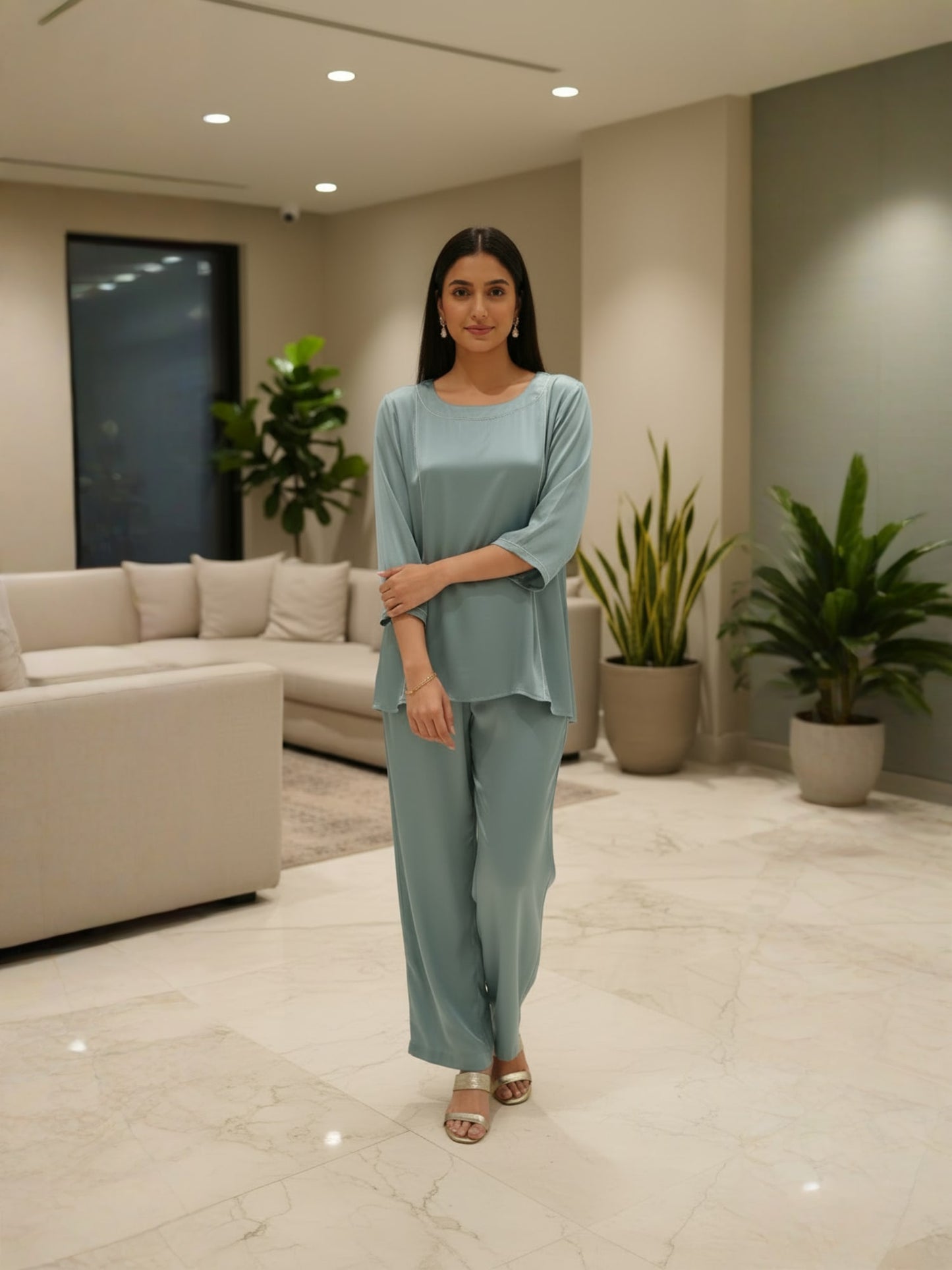 Mint Green Satin Co-ord Set