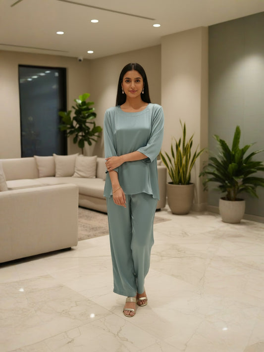 Mint Green Satin Co-ord Set