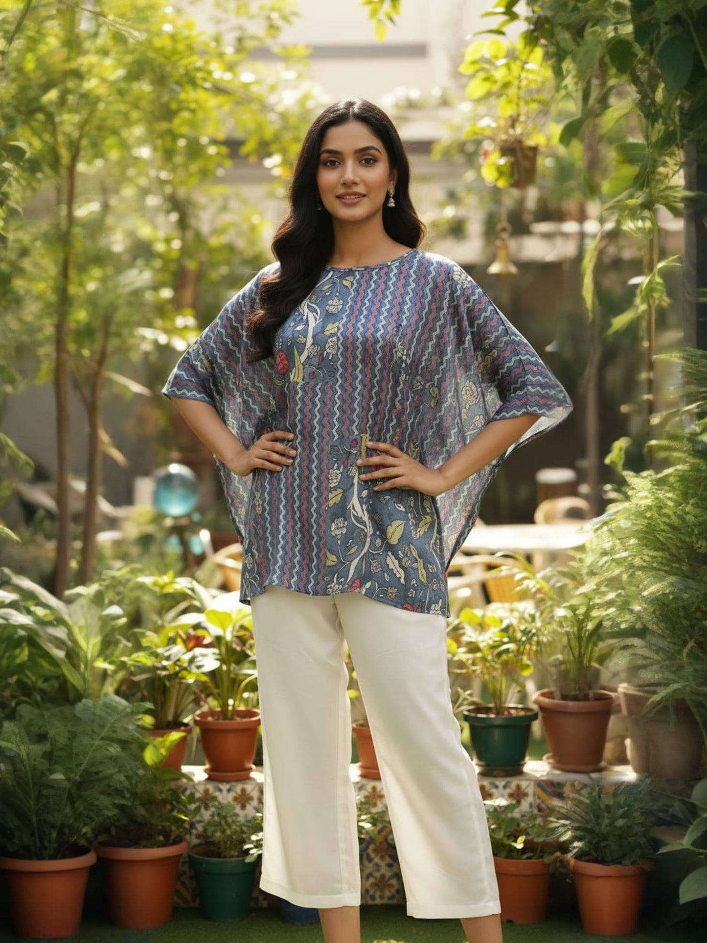 Multi-print Kaftan-style Top