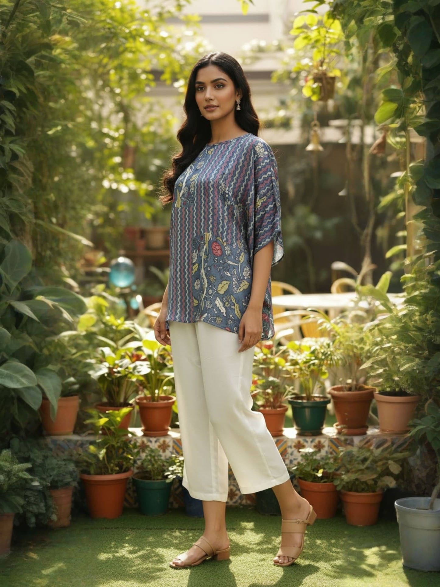 Multi-print Kaftan-style Top