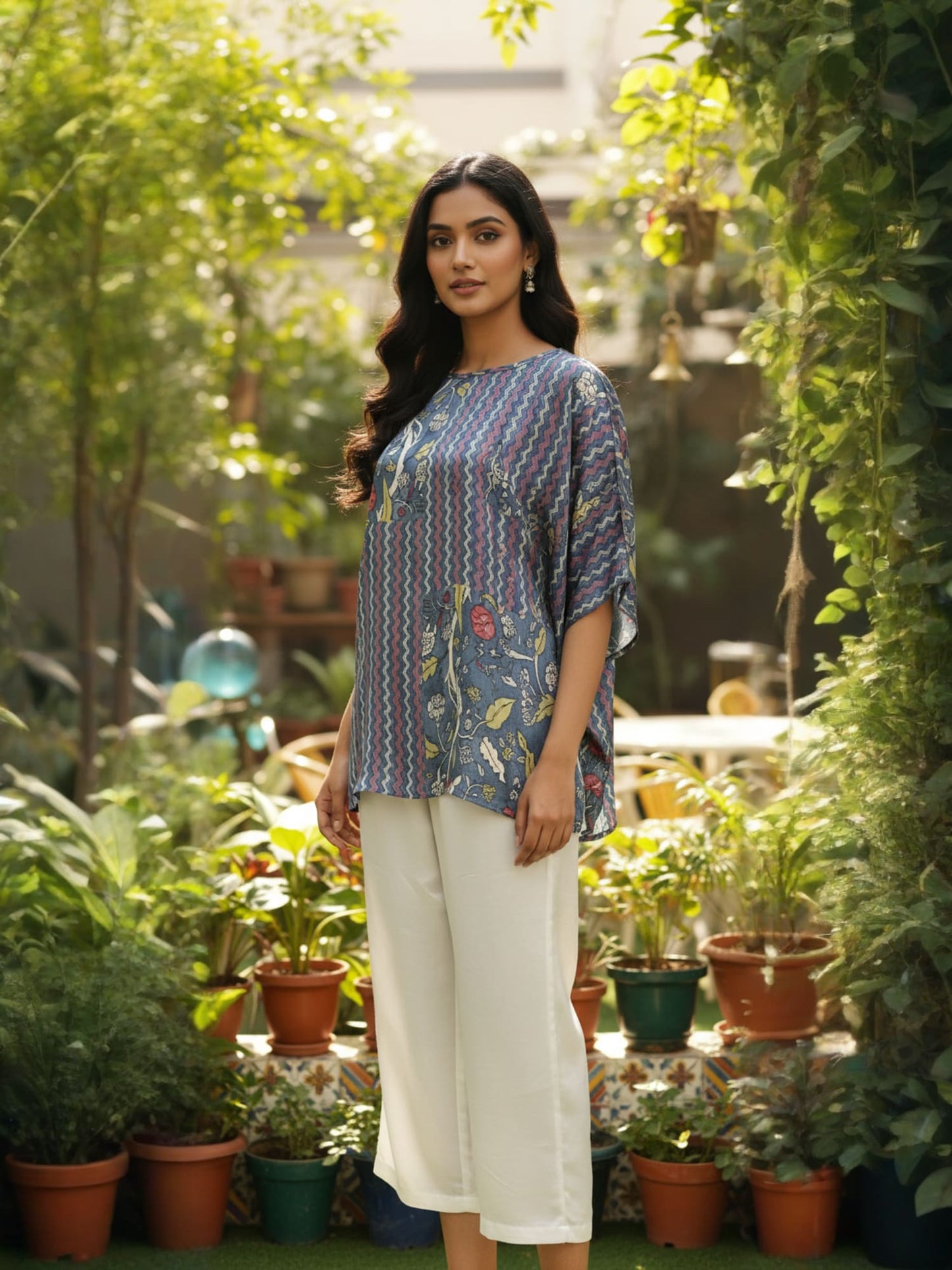 Multi-print Kaftan-style Top