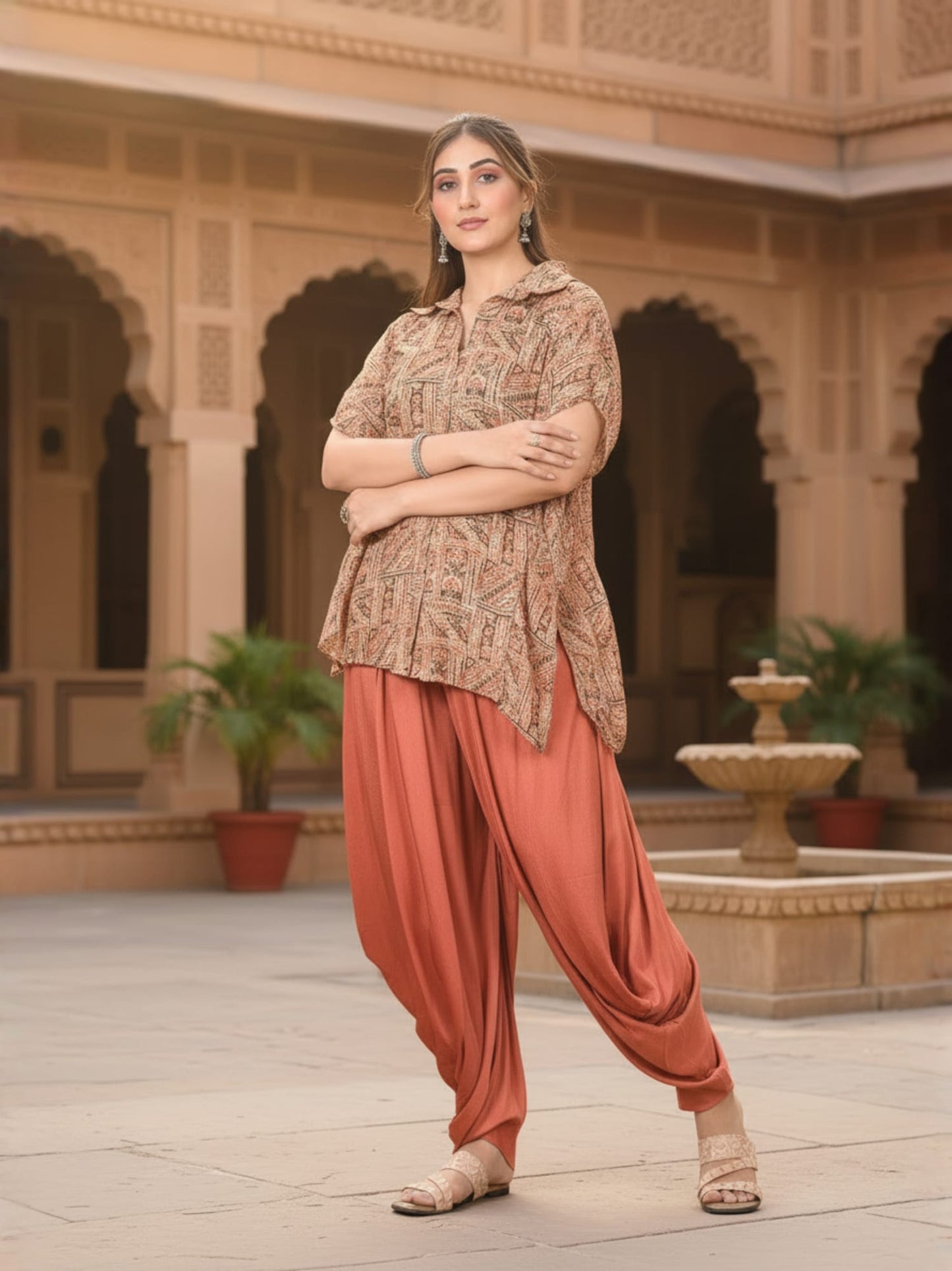 Rust Draped Dhoti