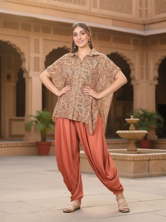Rust Draped Dhoti