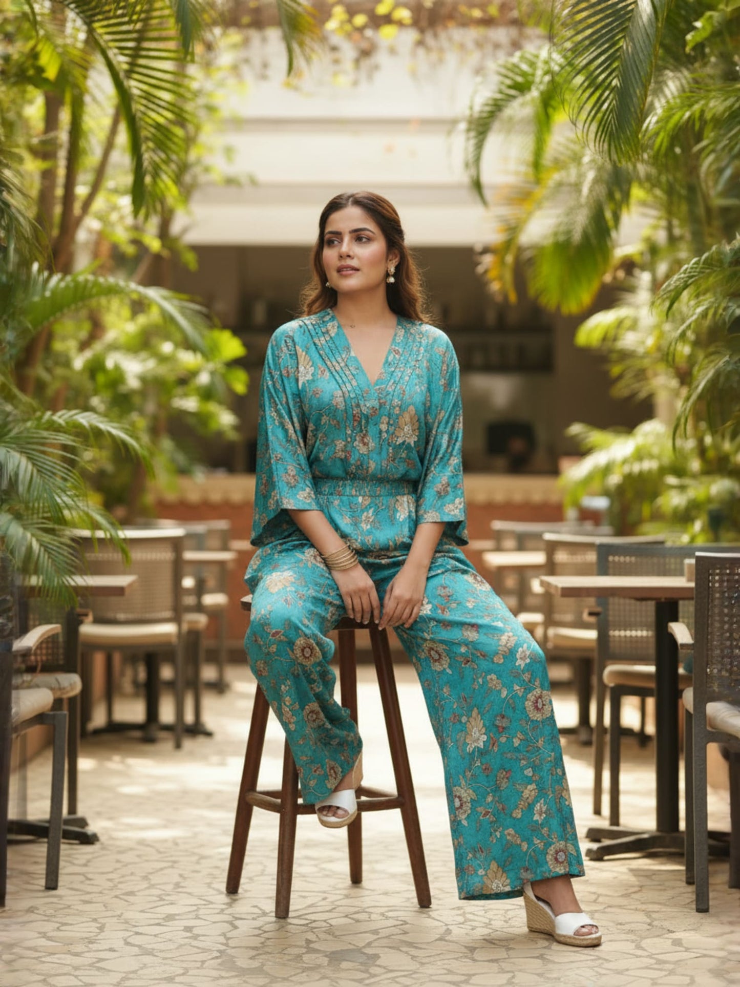 Turquoise Floral Co-ord Set