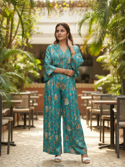 Turquoise Floral Co-ord Set