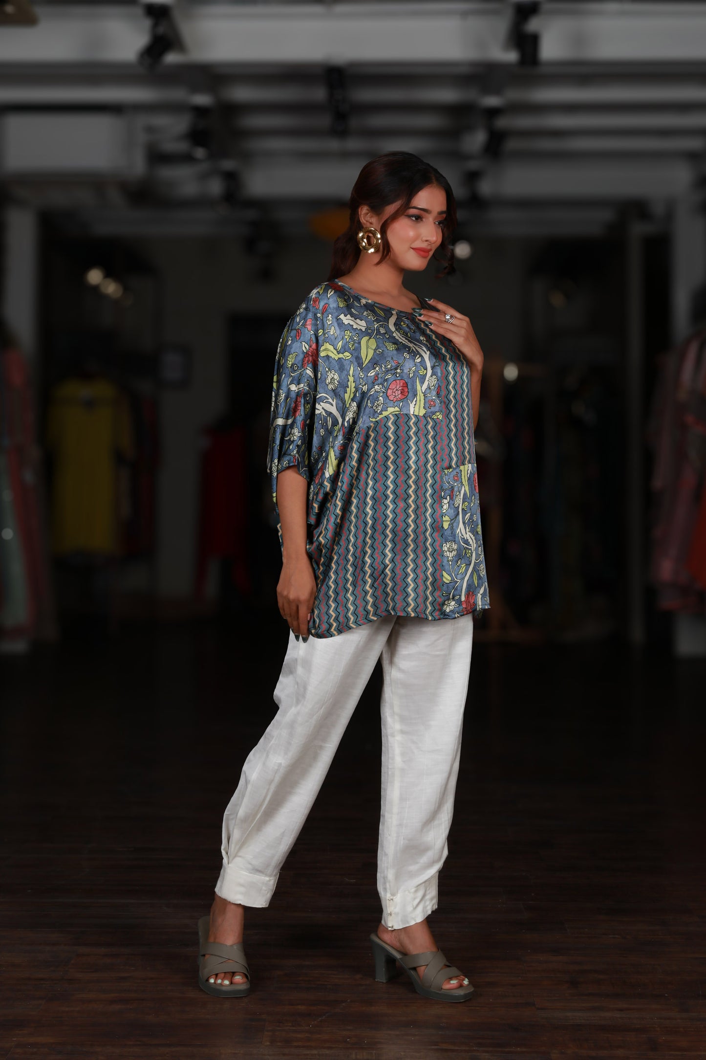 Multi-print Kaftan-style Top