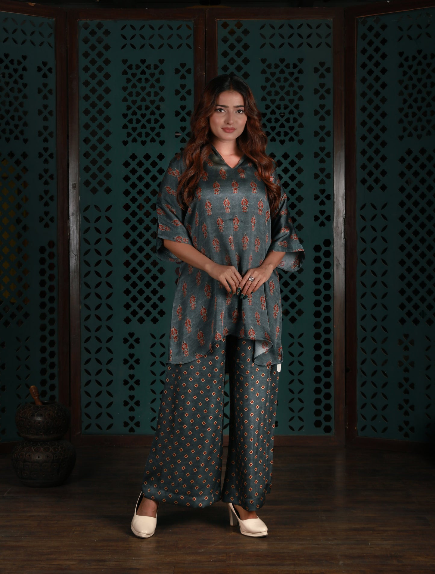 Muted Grey Printed Co-Ord Set