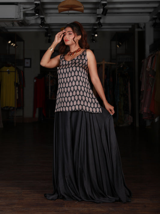 Black Modal Satin Skirt
