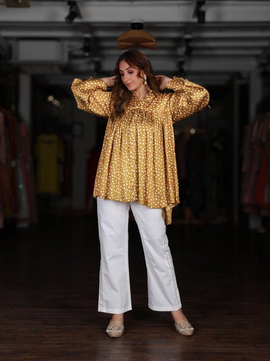 Plited Polka Dot Shirt