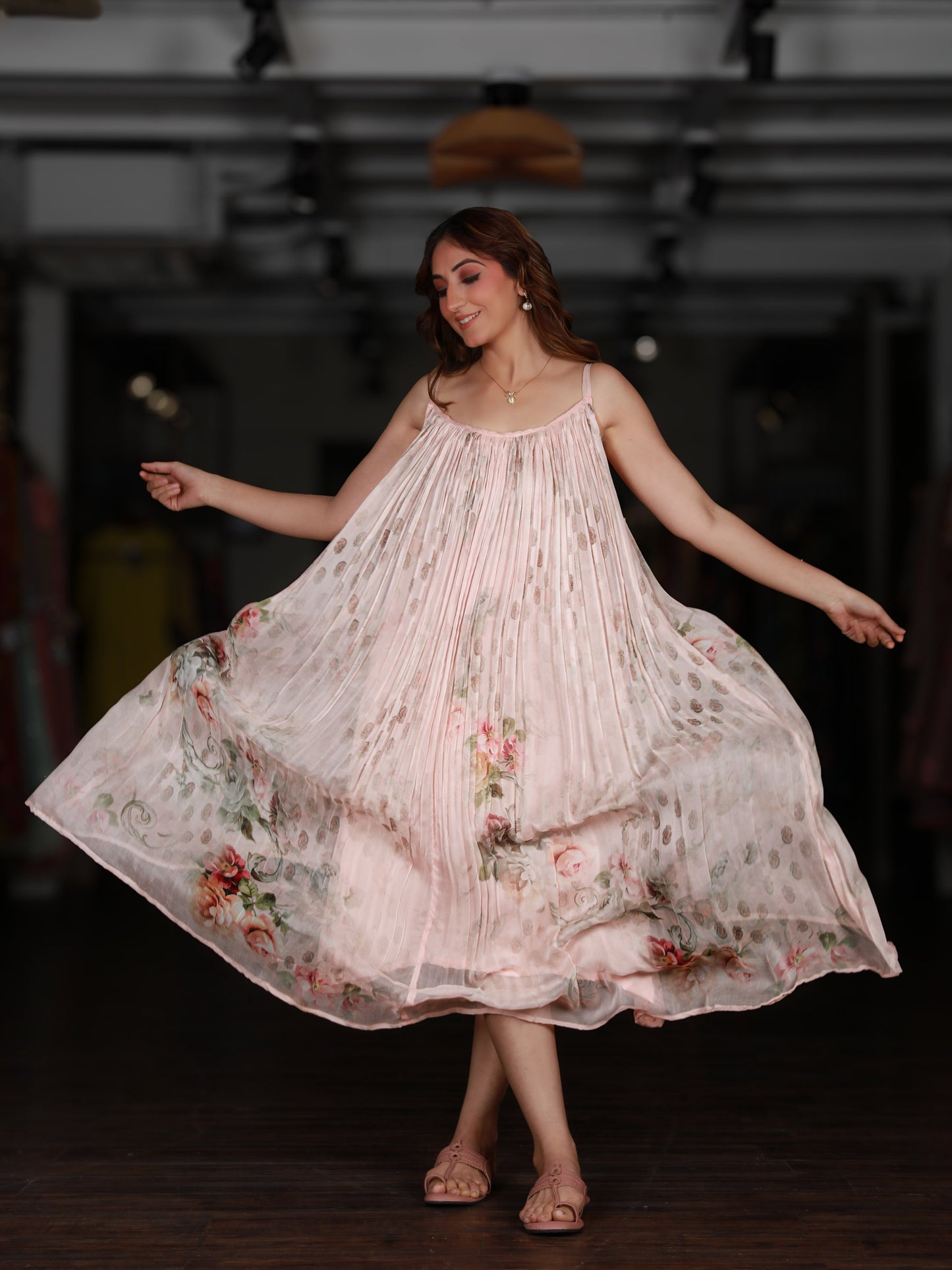 Blush Pink Flowy Maxi Dress