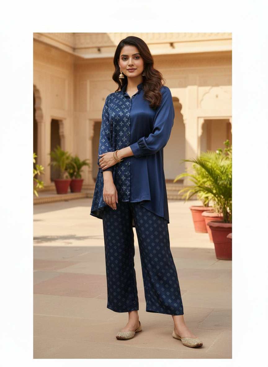 Midnight Blue Pure Bemberg Modal Co-ord Set