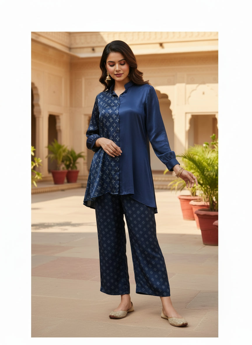 Midnight Blue Pure Bemberg Modal Co-ord Set