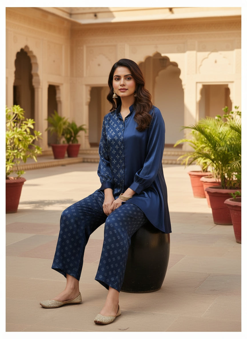 Midnight Blue Pure Bemberg Modal Co-ord Set