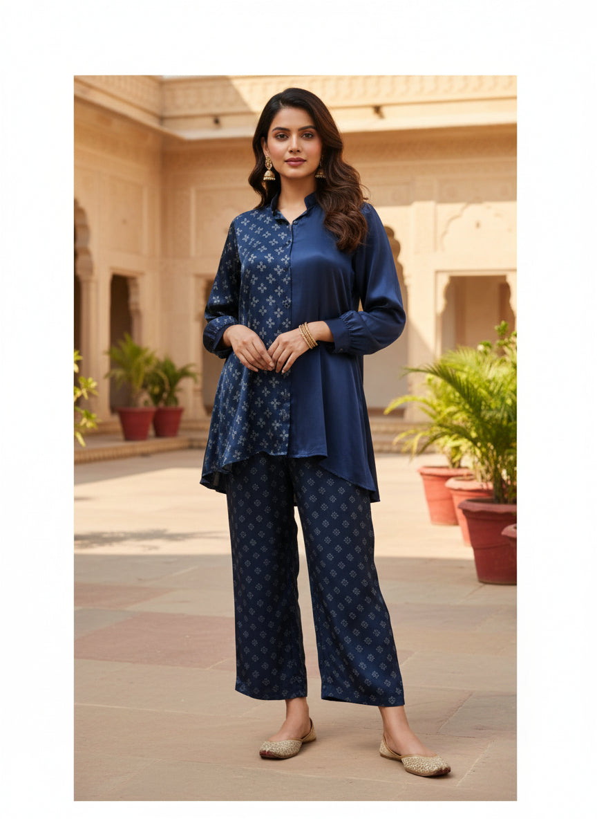 Midnight Blue Pure Bemberg Modal Co-ord Set