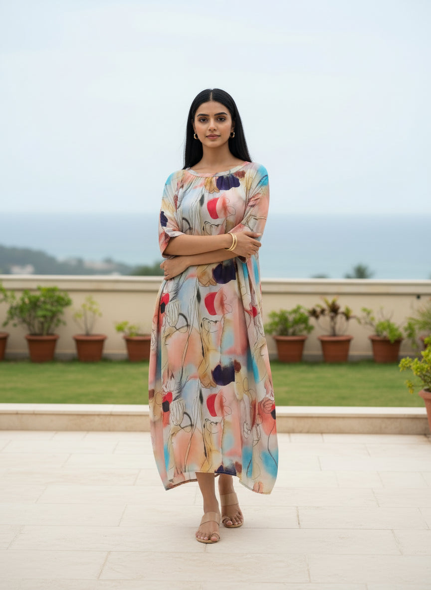 Abstract Art Modal Digital Print Dress