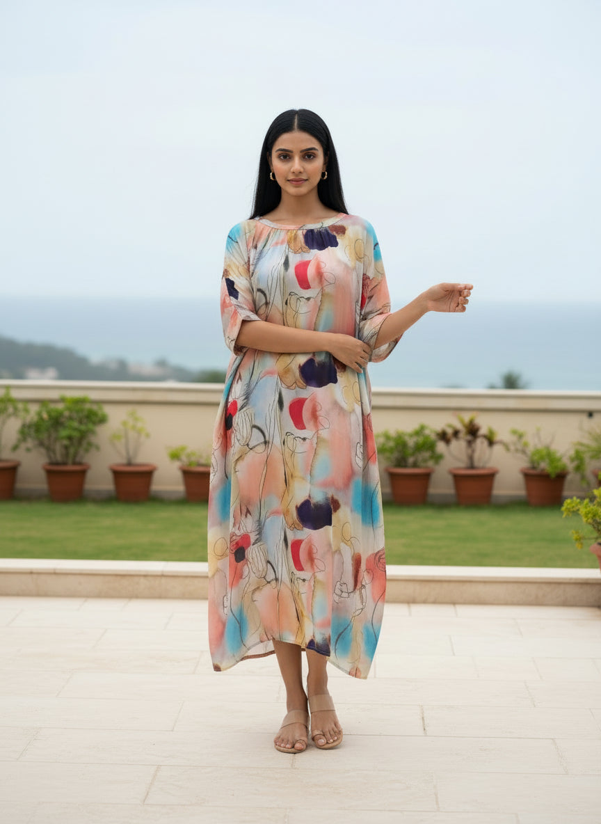 Abstract Art Modal Digital Print Dress